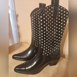 Flower Pattern Rampage Womens Cowboy Rain Boots